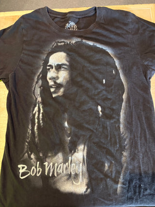 Bob Marley Black & White Portrait T-Shirt, Black, Youth 2XL