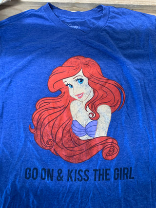 Little Mermaid Kiss The Girl T-Shirt, Blue, L