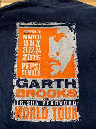 Garth Brooks 2015 World Tour Pepsi Center T-Shirt, Navy, XL