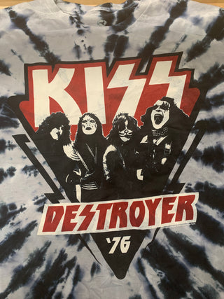 Kiss 2016 Destroyer '76 Tie Dye T-Shirt, Blue/Grey, XL