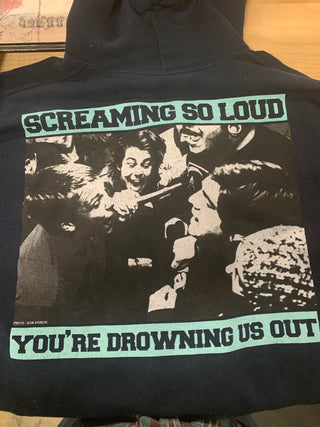 Handguns Screaming So Loud Hoodie, Navy, M