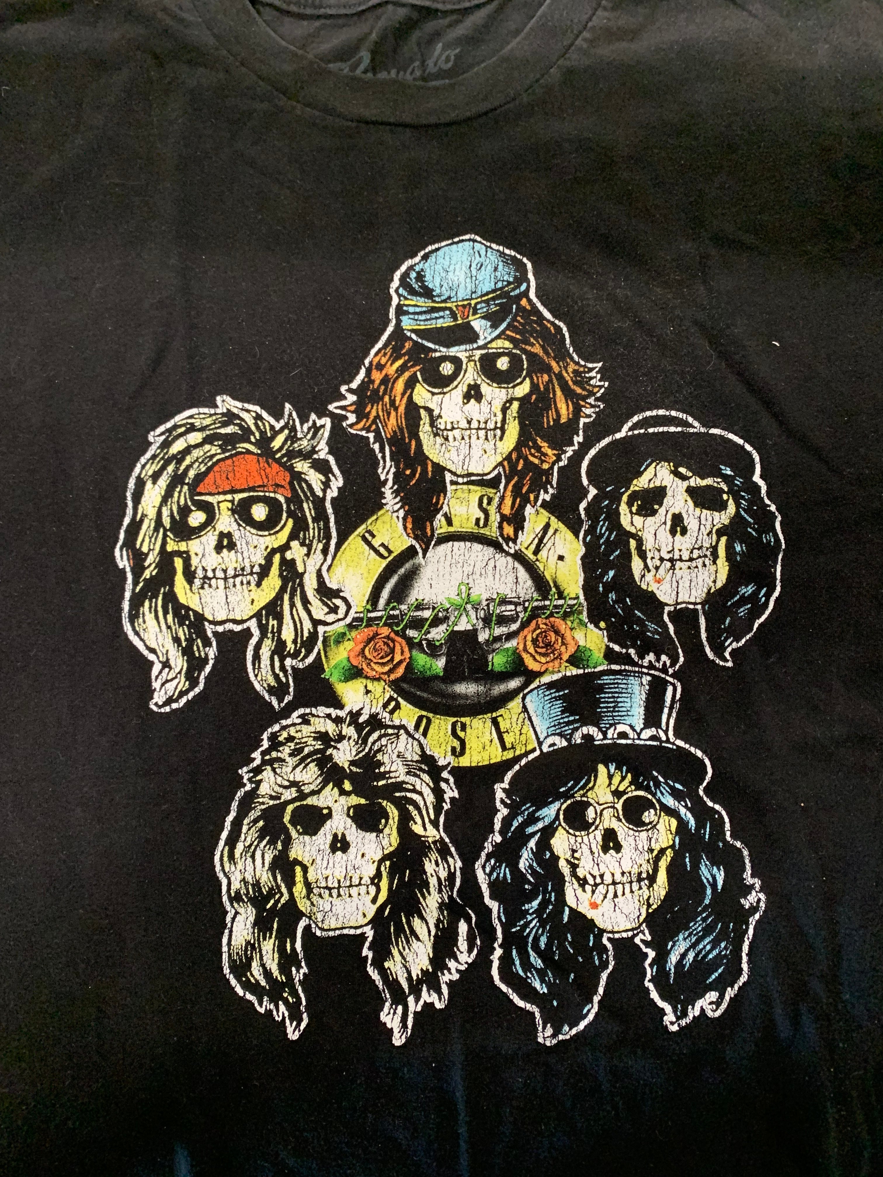 Guns N Roses Skulls Logo T-Shirt, Black, XL