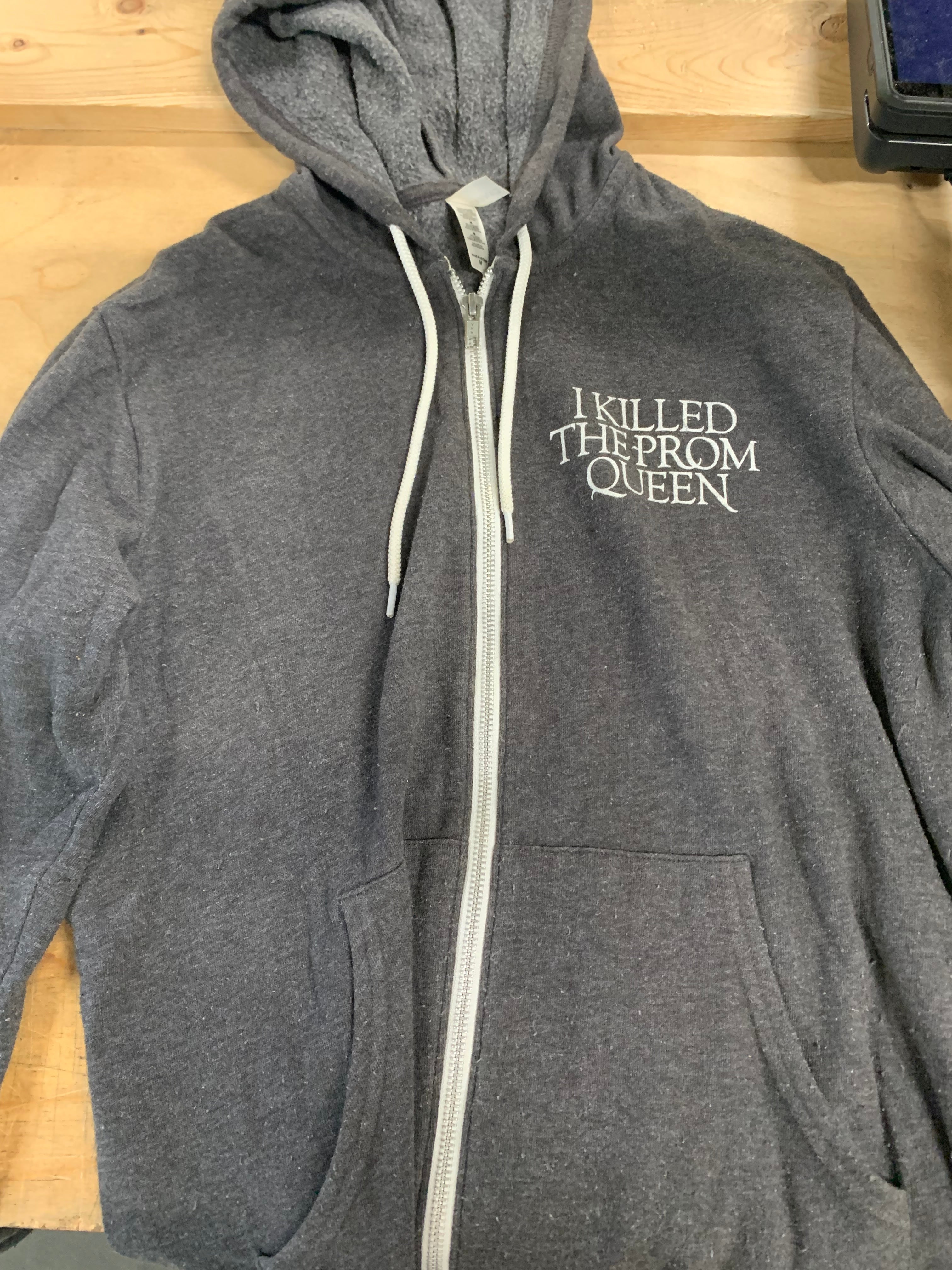 I Killed The Prom Queen Zip Up Hoodie, Gray, M