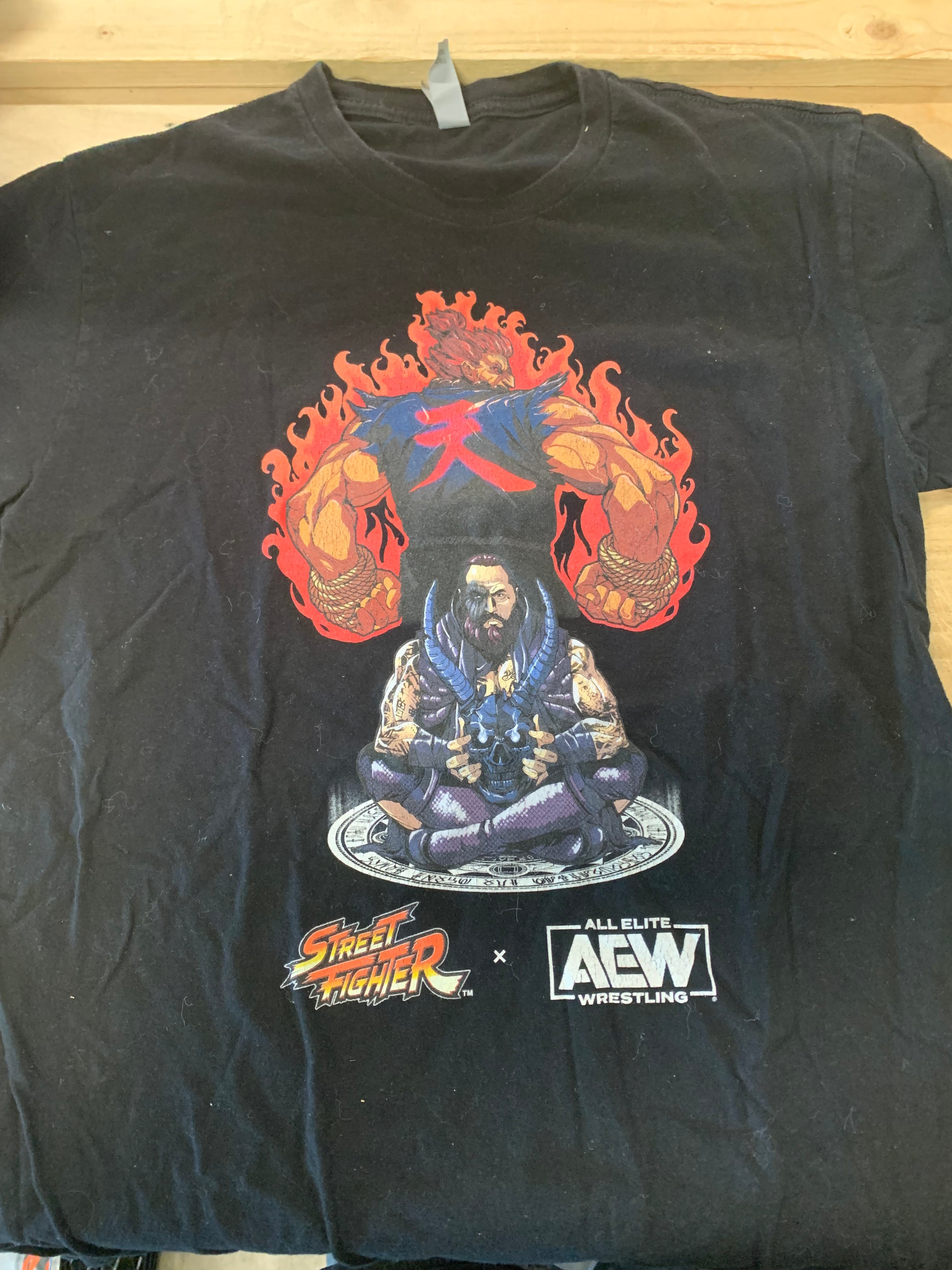 Street Fighter X AEW T-Shirt, Black, M