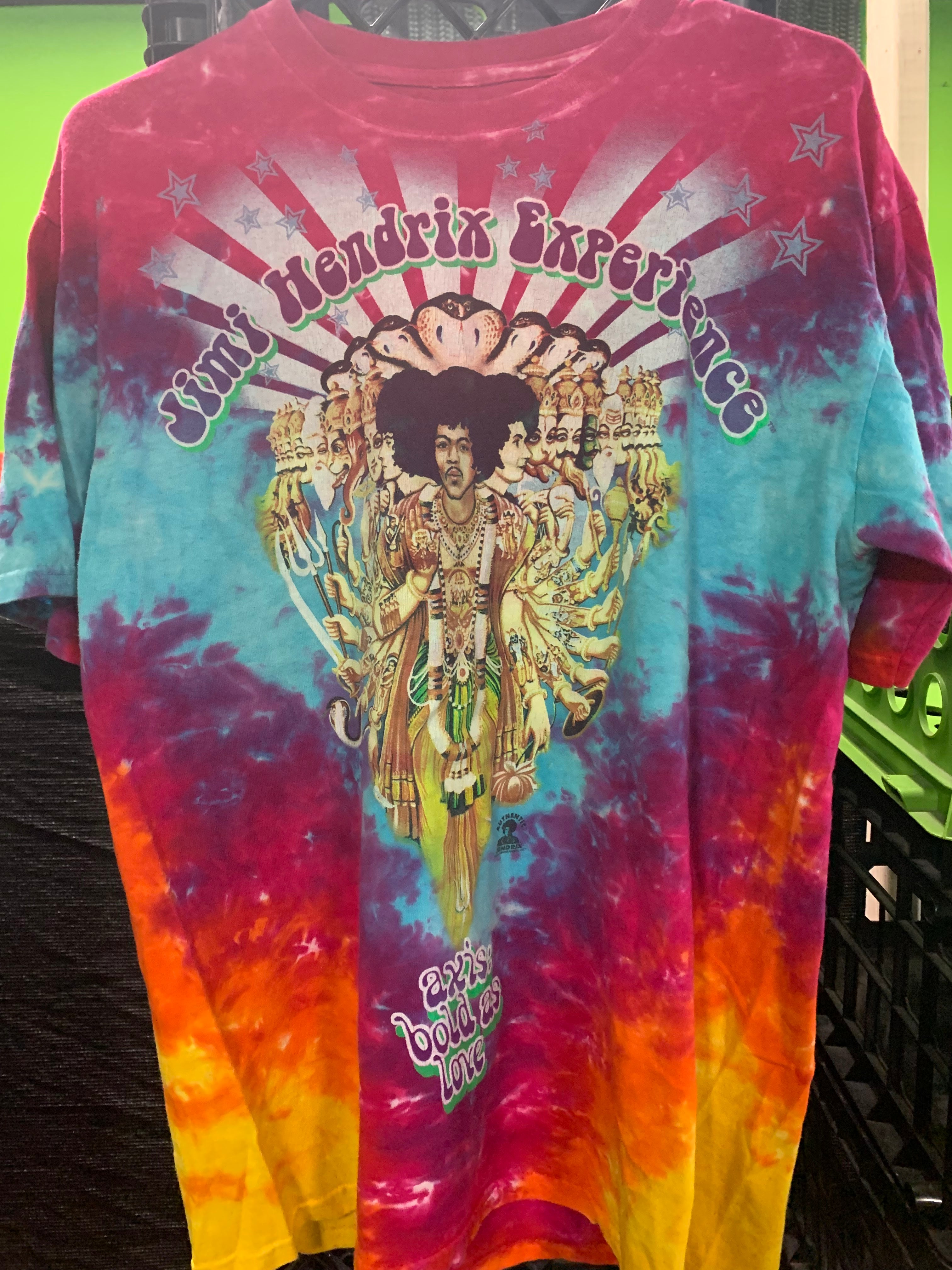 Jimi Hendrix Experience Axis Bold As Love T-Shirt, Rainbow Tie Dye, M