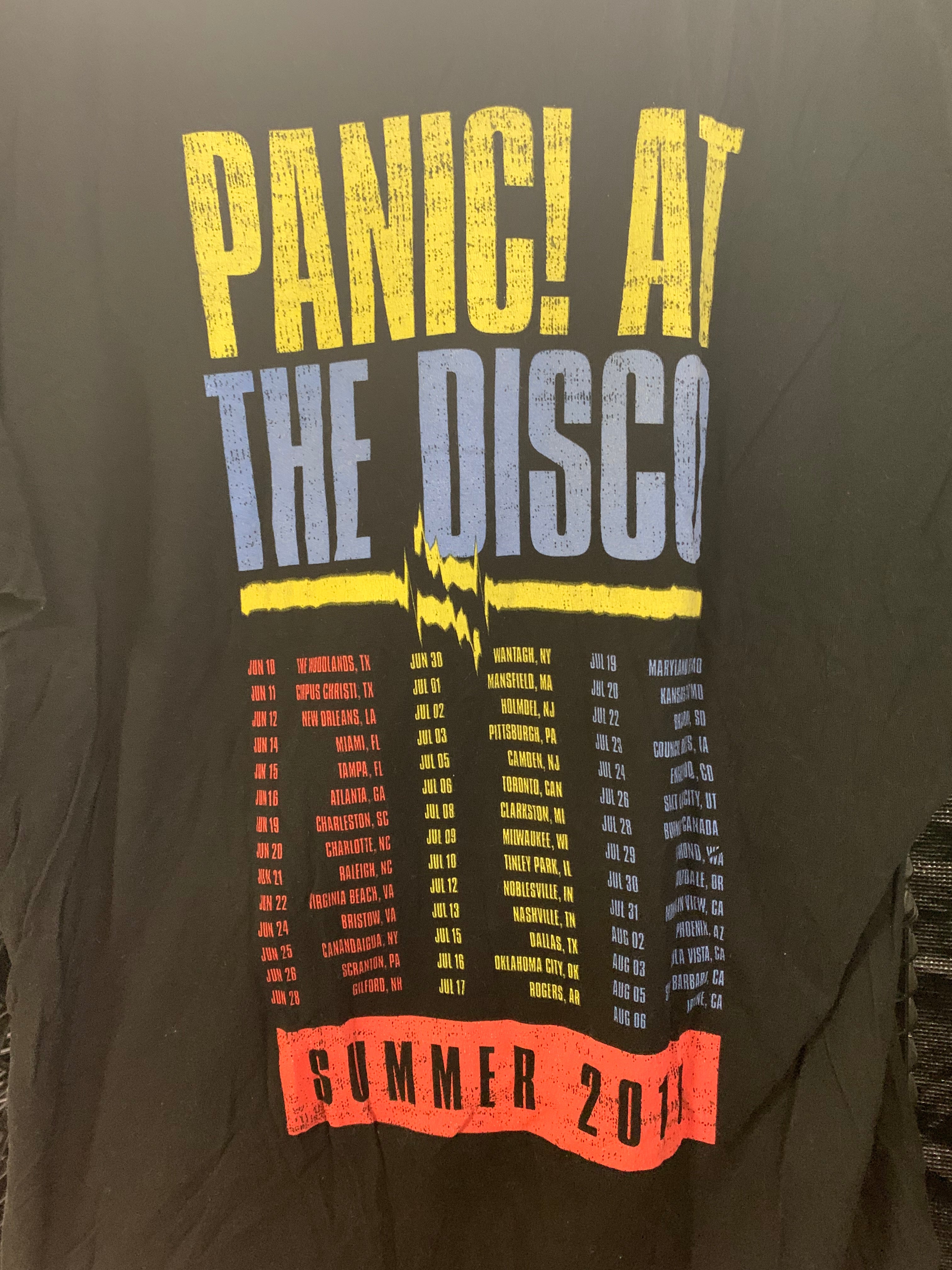 Panic At The Disco Summer 2011 Tour T-Shirt, Black, XL