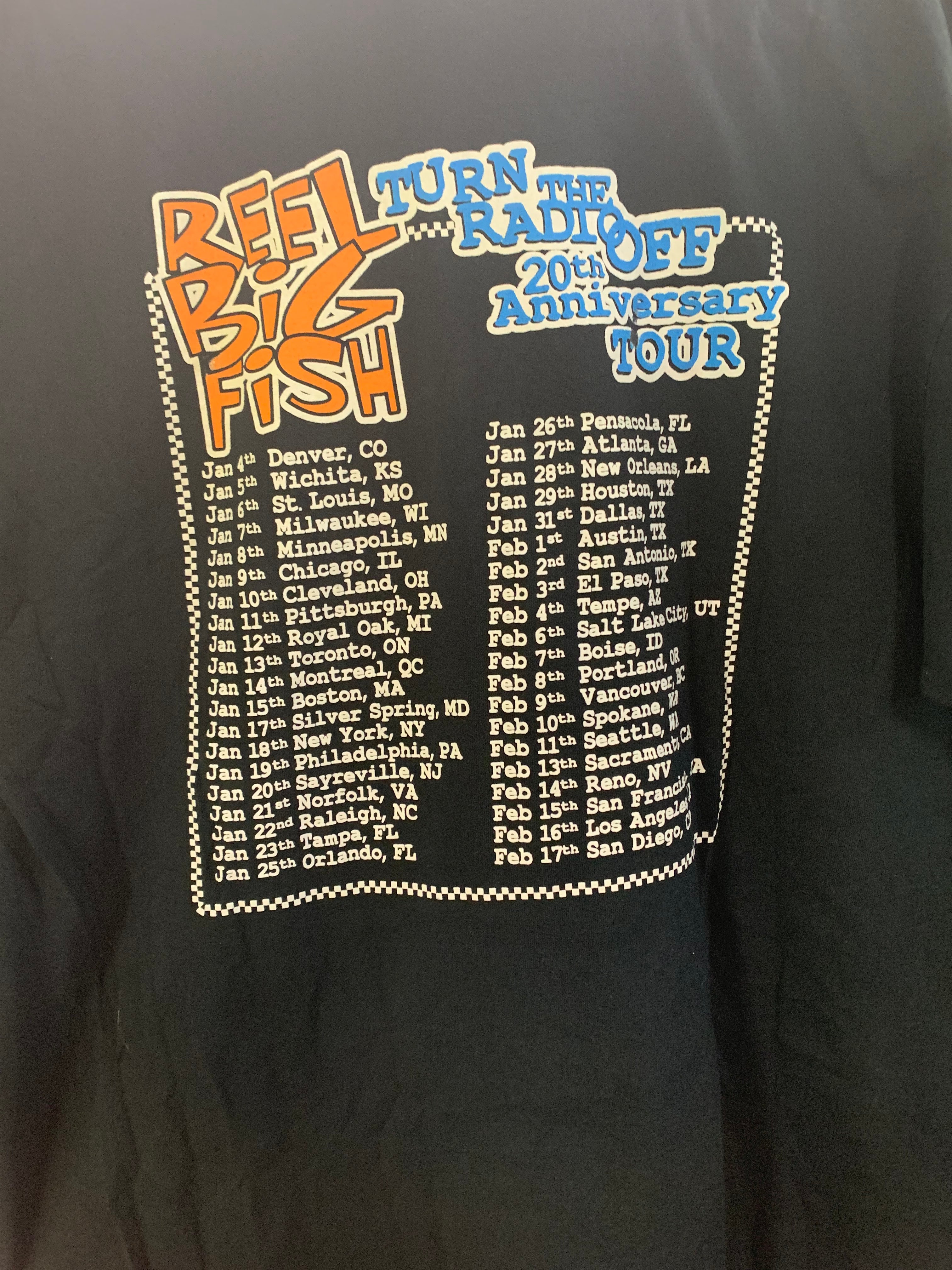 Reel Big Fish 2016 Turn The Radio Off 20th Anniversary Tour T-Shirt, Black, XL