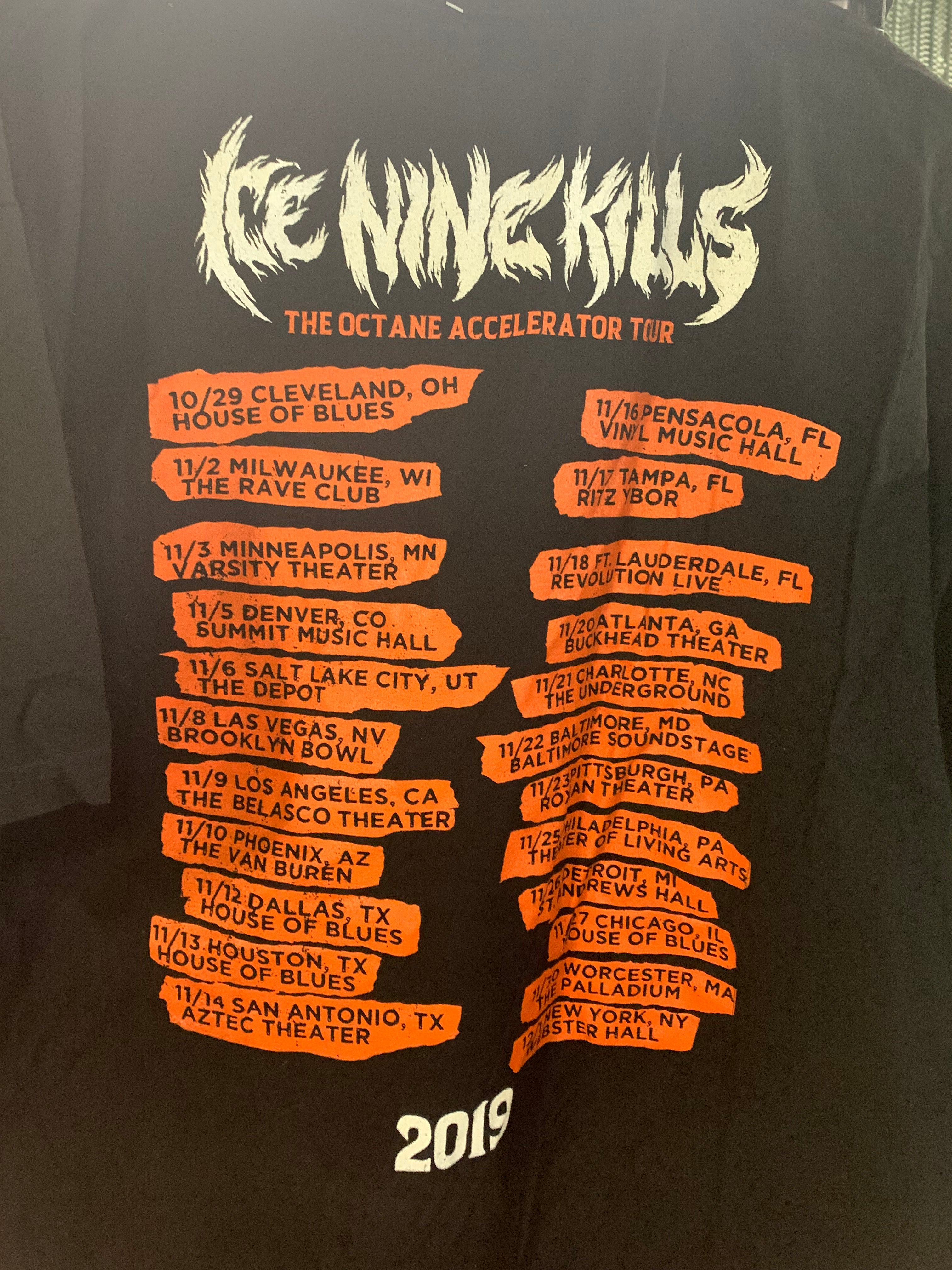 Ice Nine Kills 2019 Octane Accelerator Tour T-Shirt, Black, 2XL