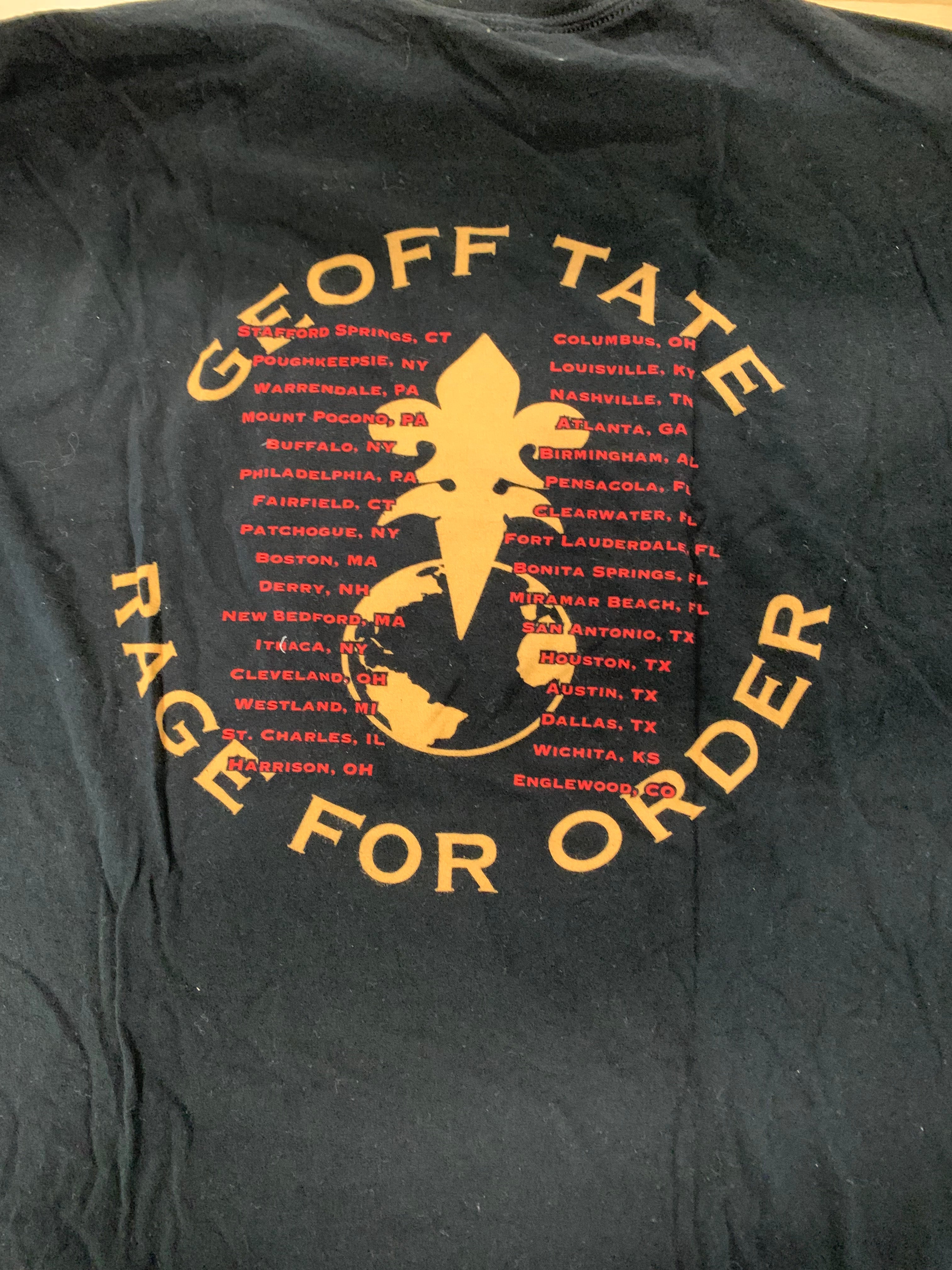 Geoff Tate Rage For Order Tour T-Shirt, Black, XL