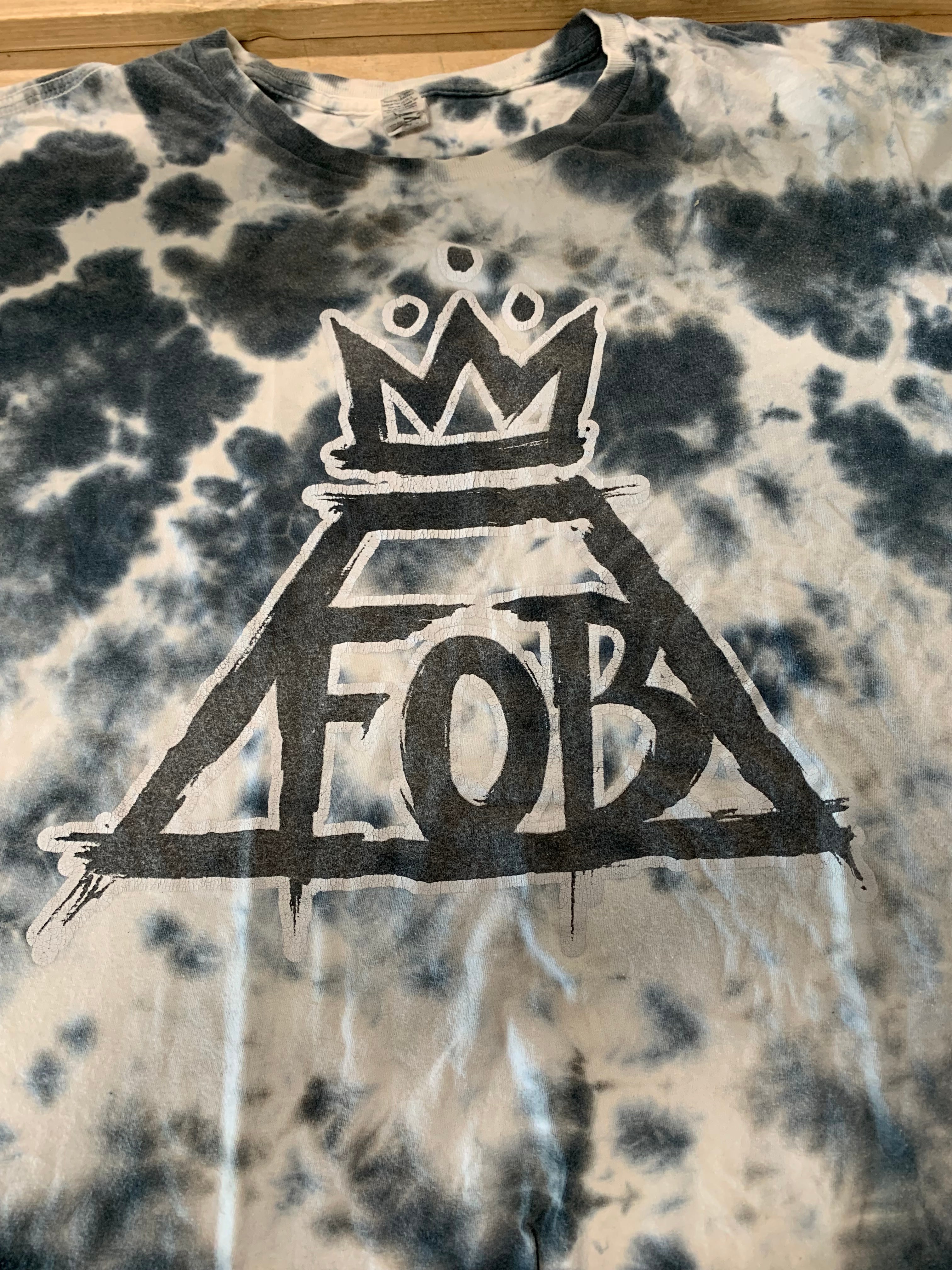 Fall Out Boy Logo T-Shirt, Blue / White Tie Dye, L