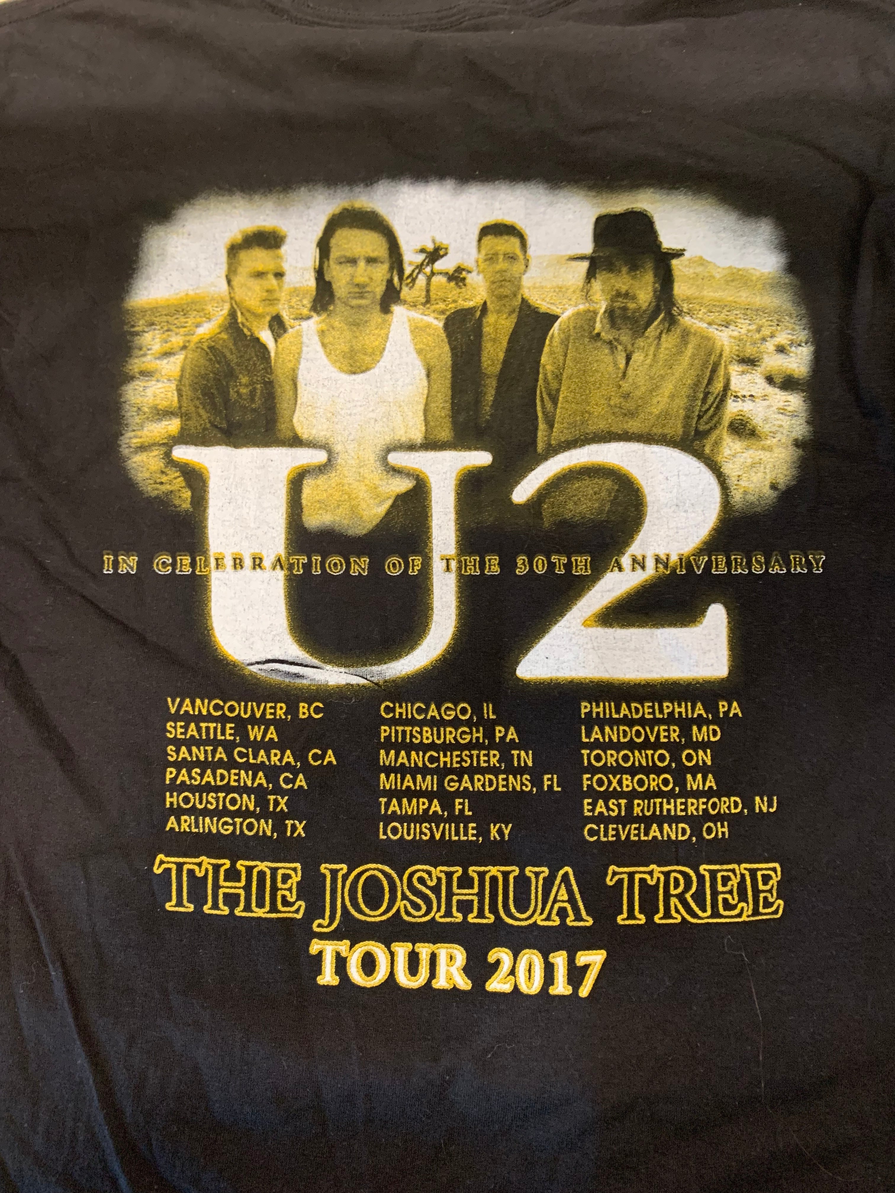 U2 2017 Joshua Tree 30th Anniversary Tour T-Shirt, Black, M