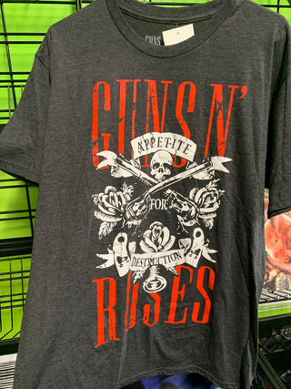 Guns N Roses Appetite For Destruction T-Shirt, Gray, L