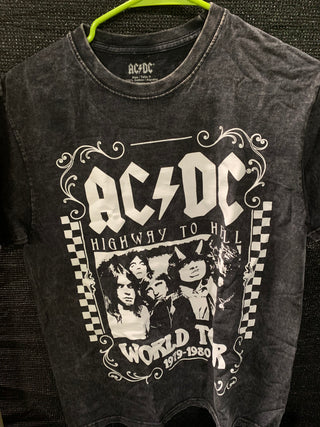 AC/DC Highway To Hell 1979-1980 World Tour (2020 Reprint) T-Shirt, Grey Marble, M