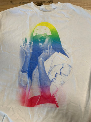 Aaliyah Rainbow Portrait T-Shirt, White, L