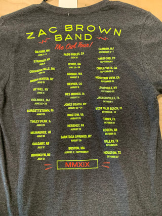 Zac Brown 2019 The Owl Tour T-Shirt, Charcoal Grey, S
