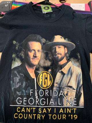 Florida Georgia Line 2019 Bootleg Can't Say I'm Not Country Tour T-Shirt, Black, S