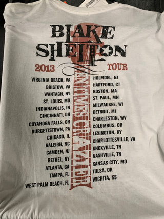 Blake Shelton 2013 Tour T-Shirt, White, 2XL