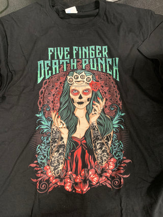 Five Finger Death Punch Skeleton Woman T-Shirt, Black, L