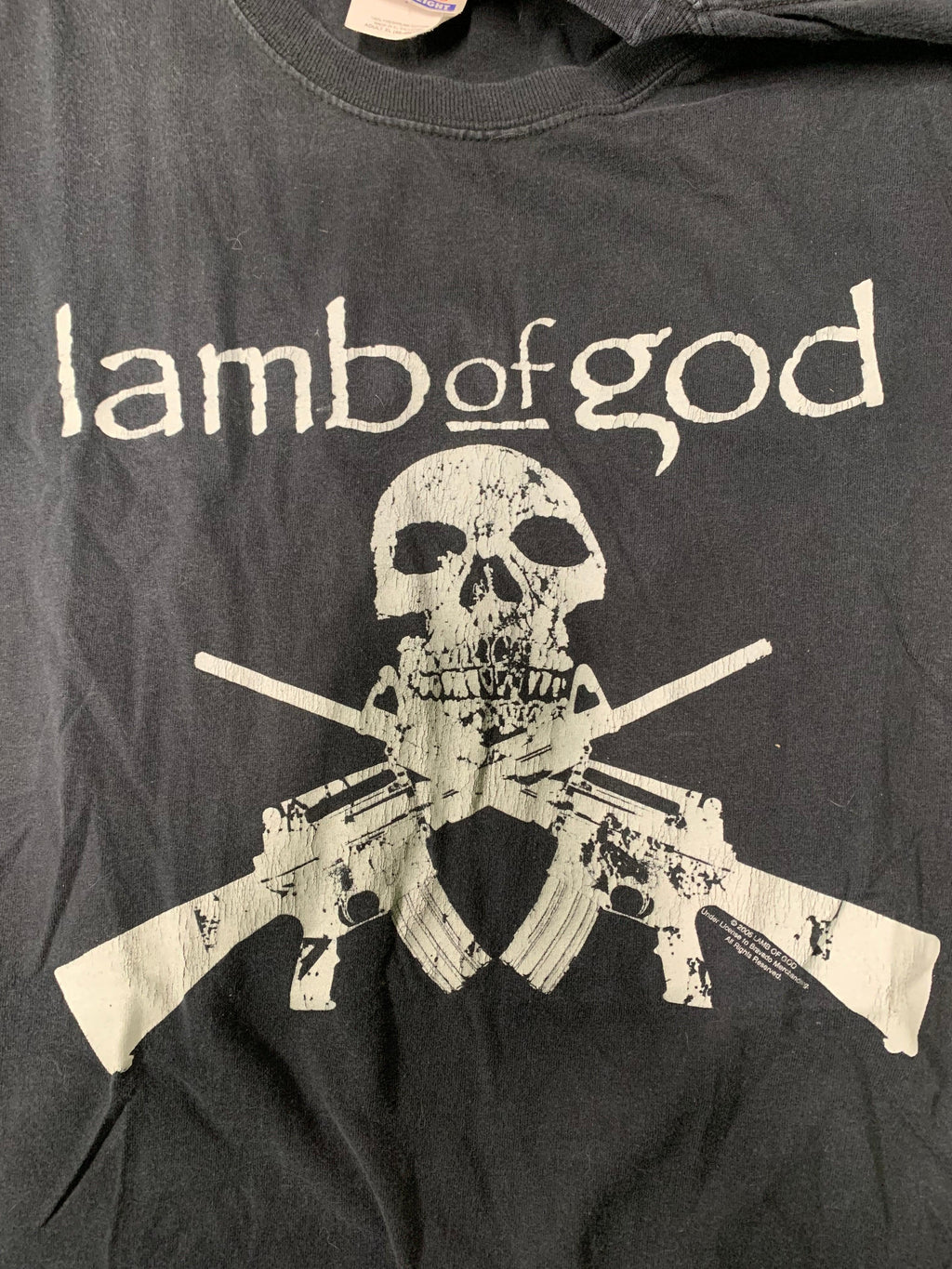 2006 Lamb Of God Skull & Guns TShirt, Black, XL Darkside Records