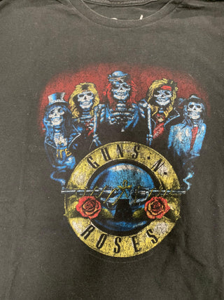 Guns N Roses Skelton Band Logo T-Shirt, Black, L