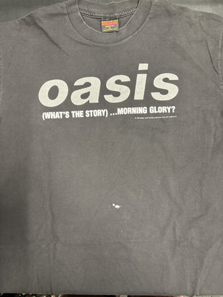 1995 Oasis What's The Story Morning Glory T-Shirt, Black, XL (MINOR PAINT STAIN)