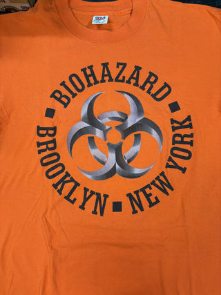 Mid 90's Biohazard Logo T-Shirt, Orange, XL