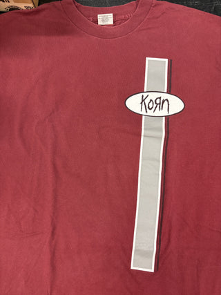 1996 Korn Life Is Peachy Stripe Shirt, Maroon, XL