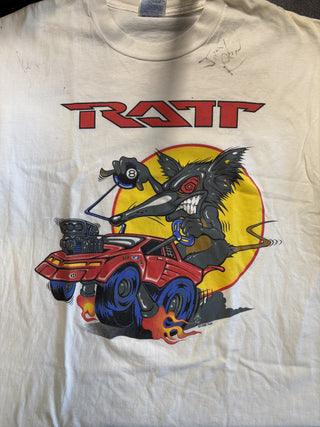 Ratt 2001 Tour T-Shirt (Signed By Jizzy Pearl), White, L