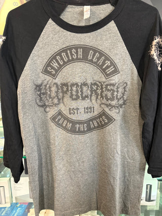 Hypocrisy Swedish Death Raglan T-Shirt, Gray / Black, M