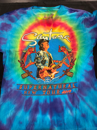 Santana Supernatural Now Tour 2019 T-Shirt, Rainbow Tie-Dye, L