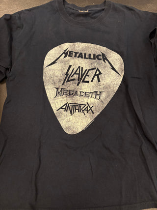 Big 4 (Metallica, Slayer, Megadeth, Anthrax) 2011 Guitar Pick Tour Shirt, Black, L