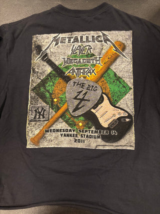 Big 4 (Metallica, Slayer, Megadeth, Anthrax) 2011 Yankee Stadium Parking Lot T-Shirt, Black, L