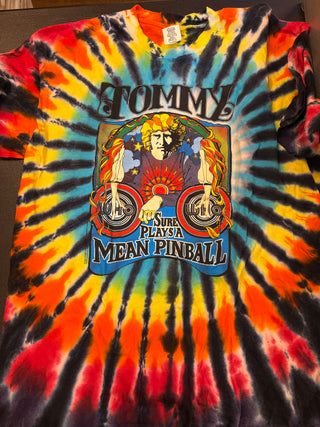 The Who 2000 Tommy Plays Mean Pinball T-Shirt, Rainbow Tie-Dye, XL