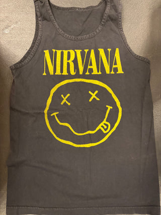 Nirvana Smiley Logo Tank Top, Black, M