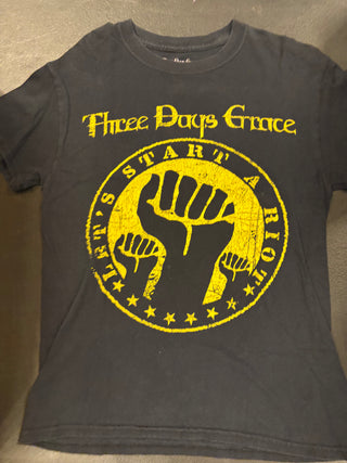 Three Days Grace 2019 Let's Start A Riot Tour T-Shirt, Black, S