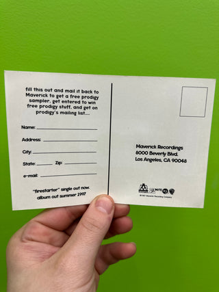 Prodigy- Firestarter 1997 Maverick Records Promotional Postcard Sticker