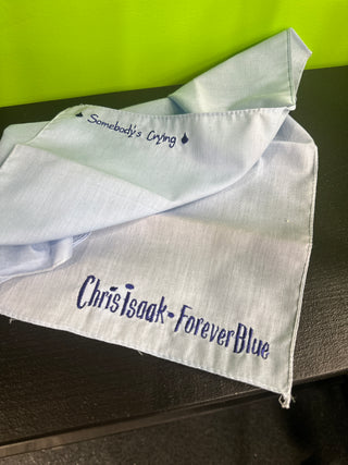 Chris Isaak- Forever Blue 1994 "Somebody's Crying" Promotional Stitched Blue Handkerchief