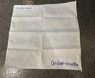 Chris Isaak- Forever Blue 1994 "Somebody's Crying" Promotional Stitched Blue Handkerchief