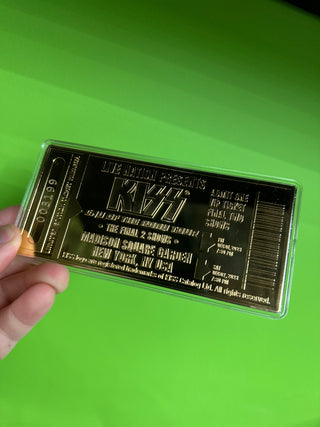 Kiss- End Of The Road Tour VIP 24 Karat Gold Plated Ticket (#003199 w/COA)