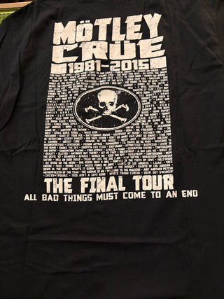 Motley Crue Final Tour Skull & Crossbones 2015 T-Shirt, Black, L