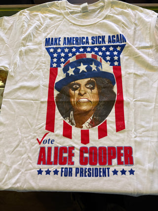 Alice Cooper Make America Sick Again 2016 T-Shirt, White, L