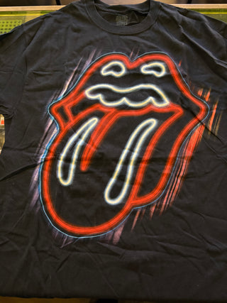 Rolling Stones Neon T-Mobile Arena Vegas 2016 T-Shirt, Black, L