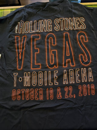 Rolling Stones Neon T-Mobile Arena Vegas 2016 T-Shirt, Black, L