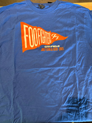 Foo Fighters Citi Field July 15-16 2015 Pennant T-Shirt, Blue, L