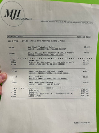 Metalshop- Radio's Weekly Metal Magazine: 6/17/1988 (ft Flotsam & Jetsam, Riot, Frehley's Comet, Plus Ace Frehley Interview)(w/Cue Sheet)