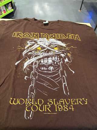 Iron Maiden World Slavery Tour 1984 T-Shirt (2024 Reprint), Brown, L