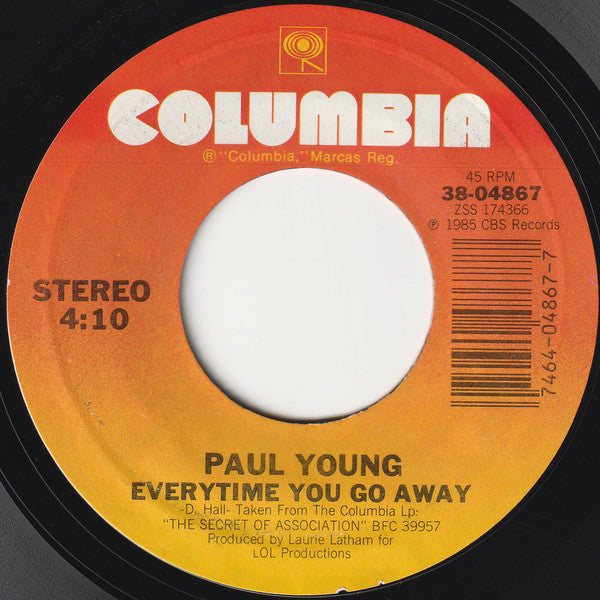 Paul Young- Everytime You Go Away / This Means Anything