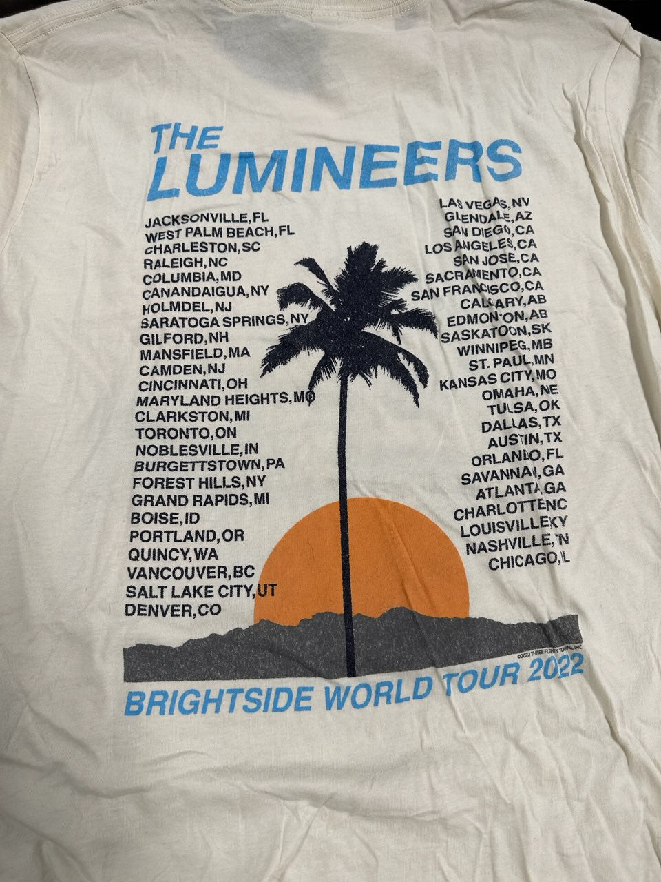 The Lumineers 2022 Brightside World Tour T-Shirt, White, XL