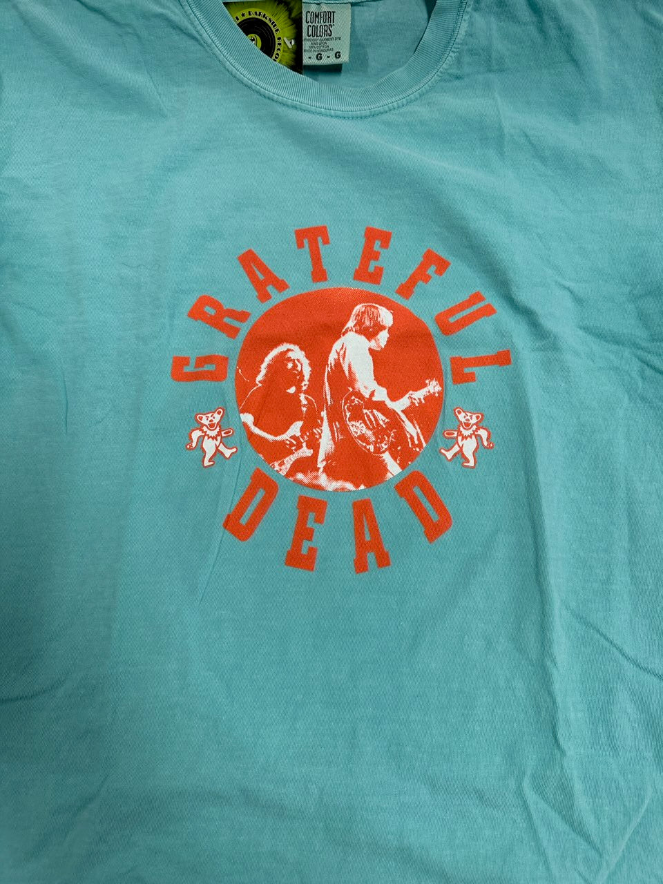 Grateful Dead Hardcore Style T-Shirt, Aqua Blue, L