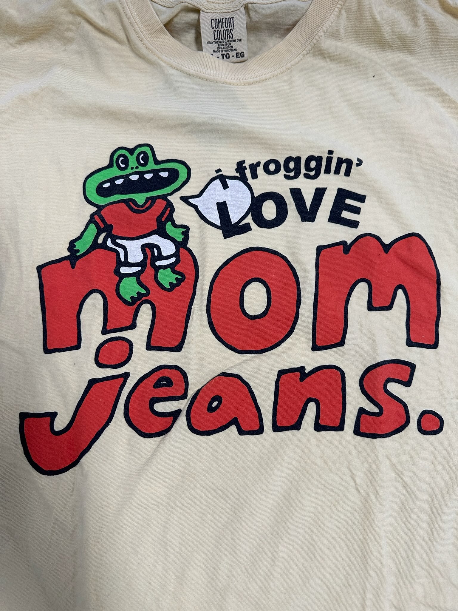 I Froggin Love Mom Jeans T-Shirt, Yellow, XL